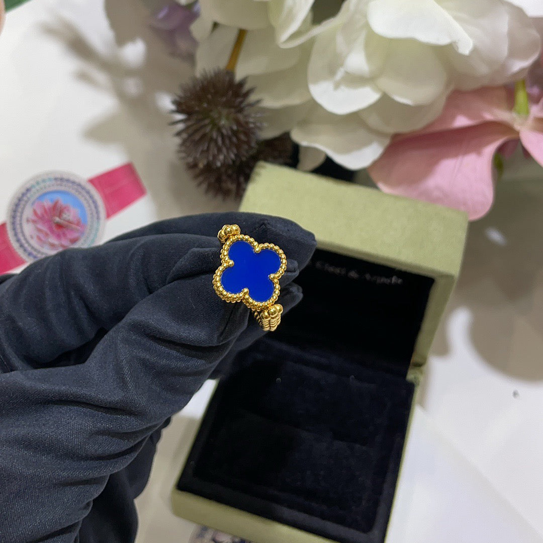 [Lumi Jewels]CLOVER RIVERSIBLE BLUE AGATE RING