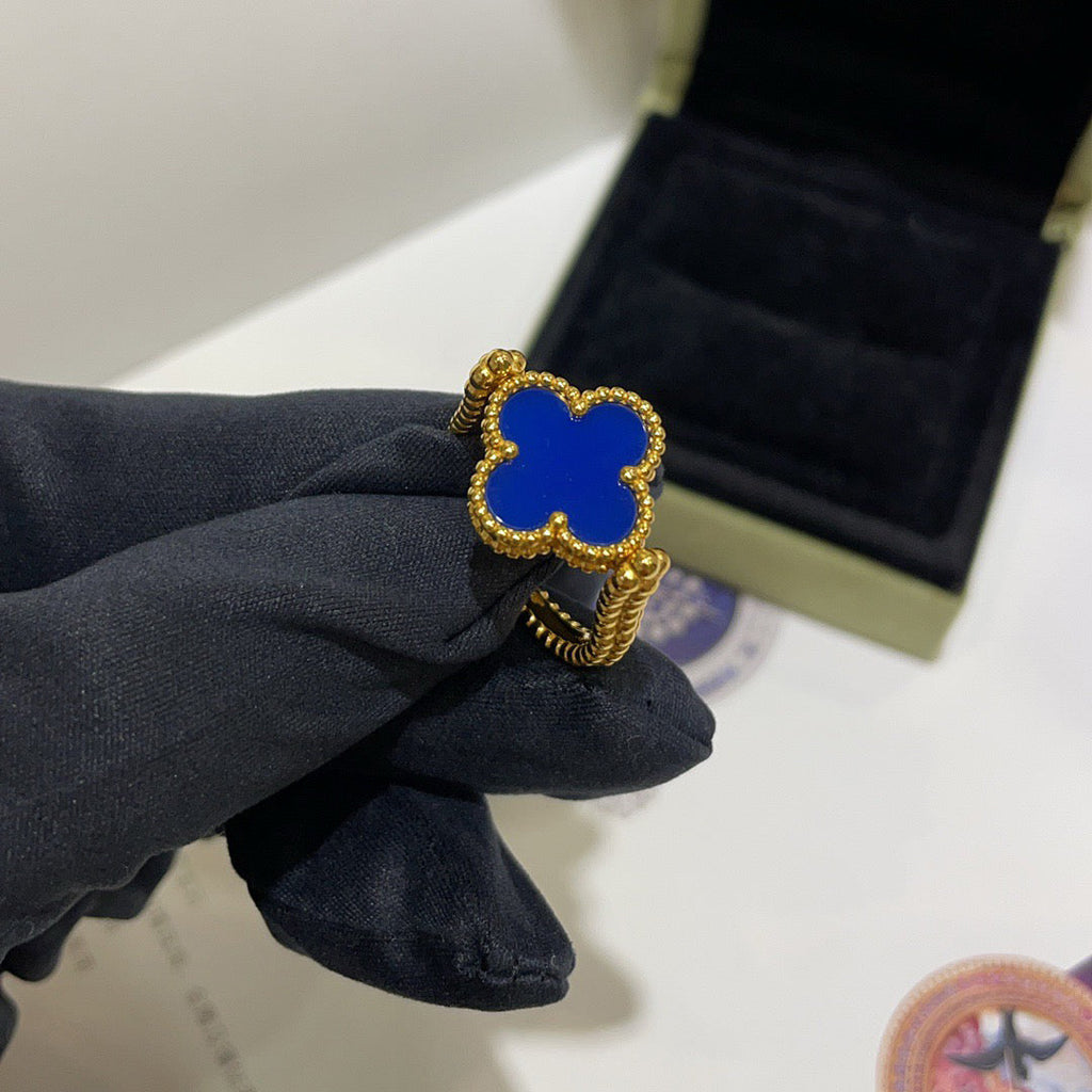 [Lumi Jewels]CLOVER RIVERSIBLE BLUE AGATE RING