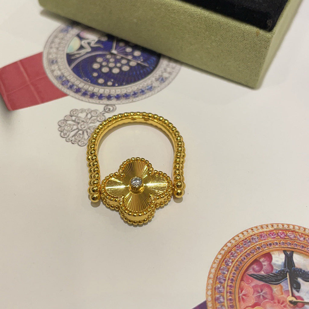 [Lumi Jewels]CLOVER RIVERSIBLE BLUE AGATE RING