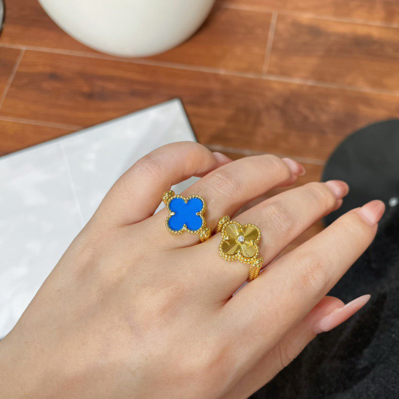 [Lumi Jewels]CLOVER RIVERSIBLE BLUE AGATE RING