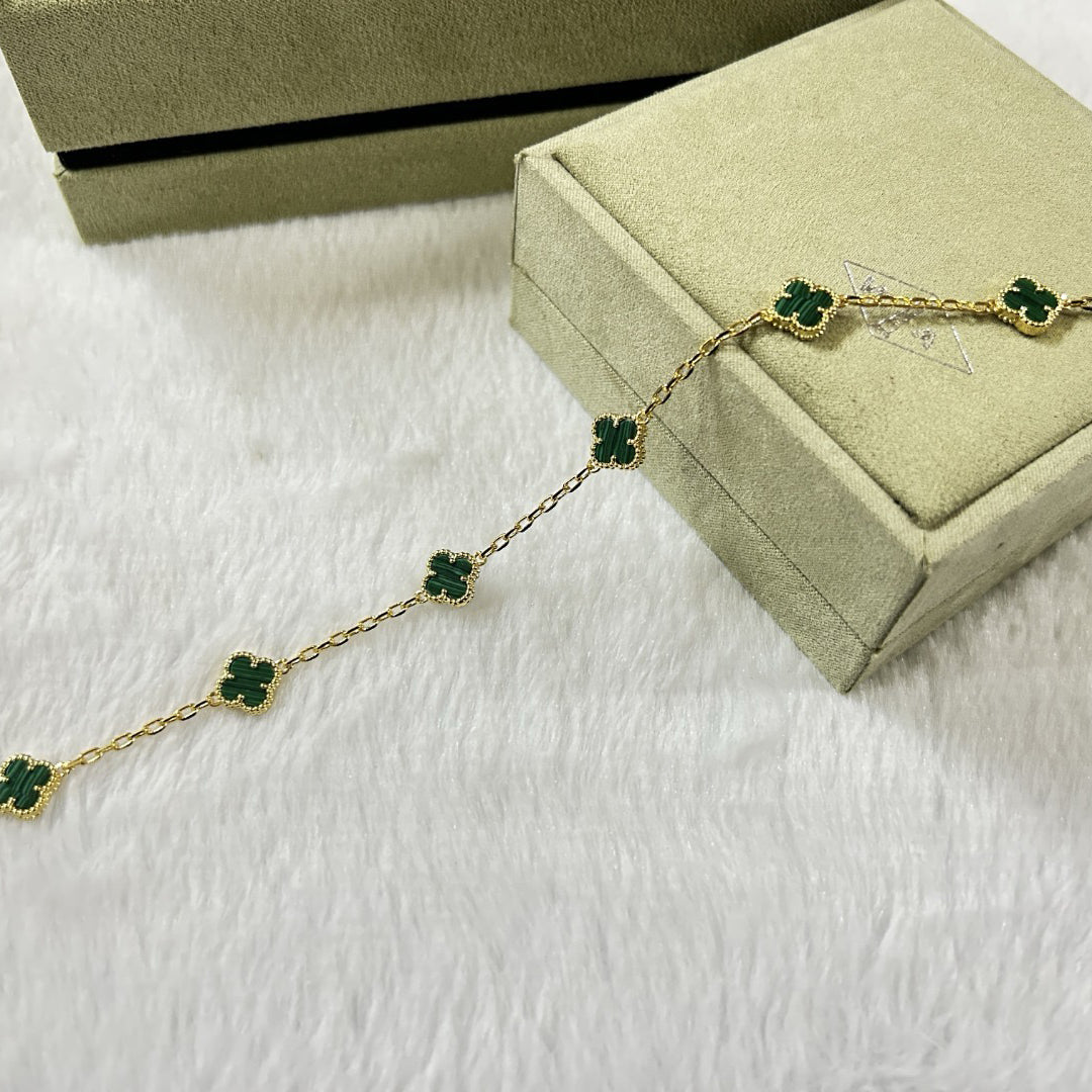[Lumi Jewels]CLOVER 6 MOTIF MALACHITE BRACELET