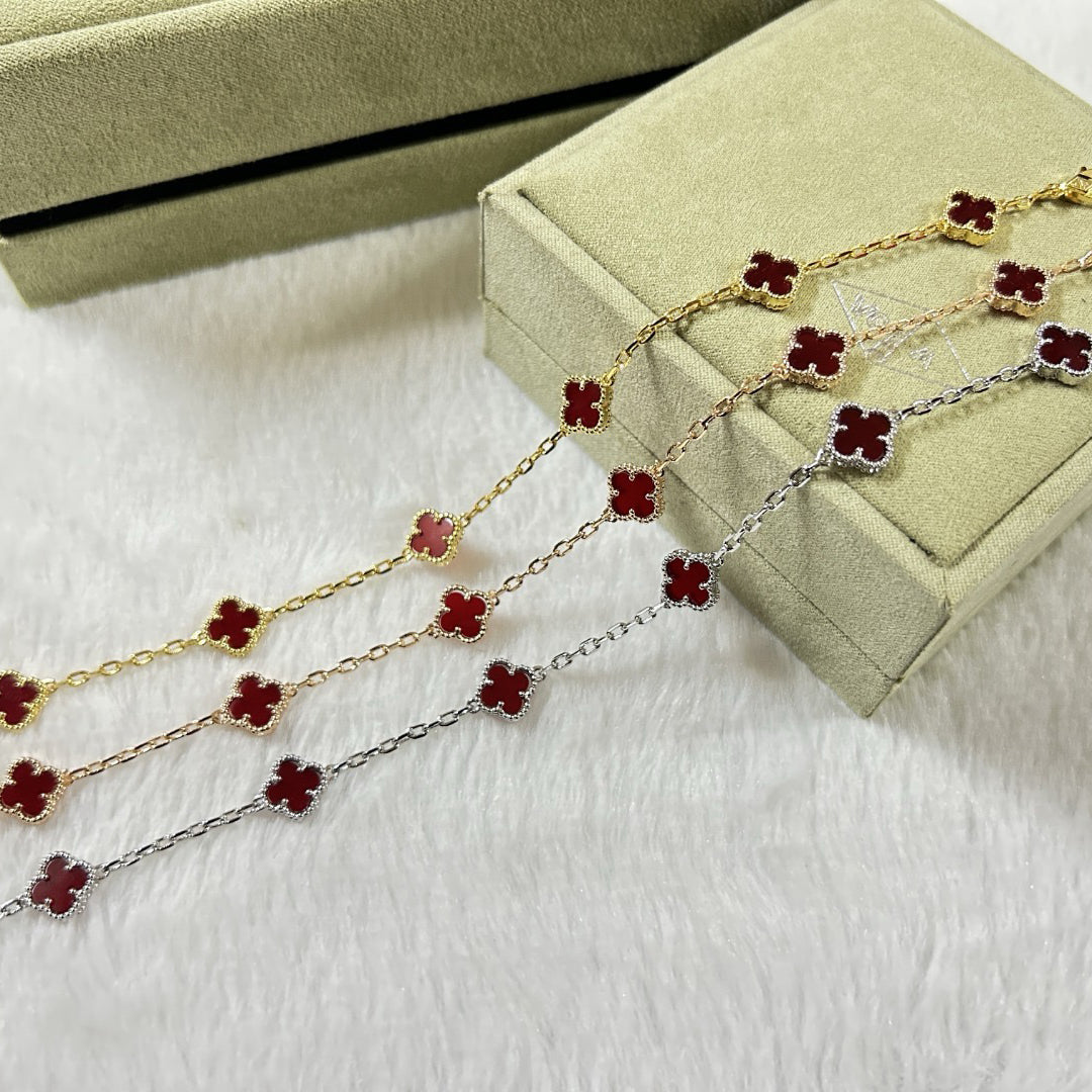 [Lumi Jewels]CLOVER 6 MOTIF RED AGATE BRACELET
