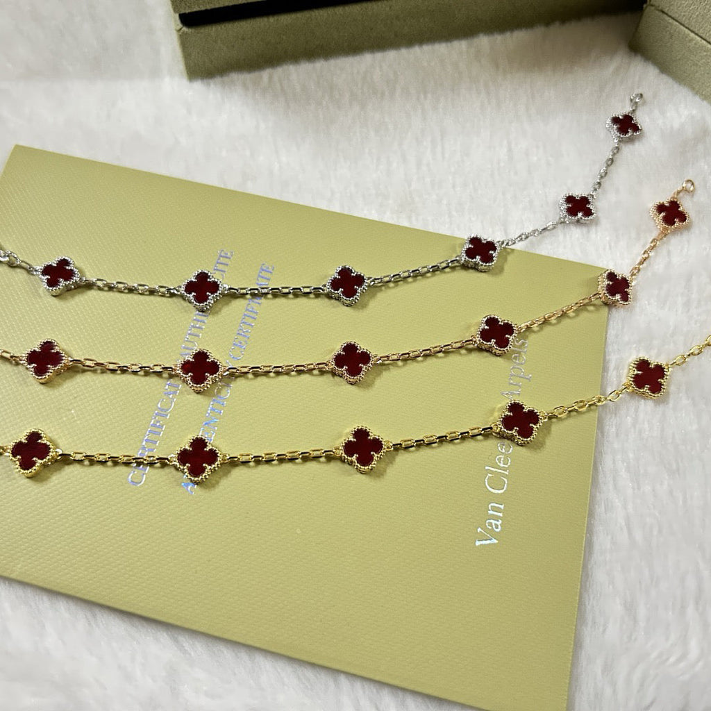 [Lumi Jewels]CLOVER 6 MOTIF RED AGATE BRACELET