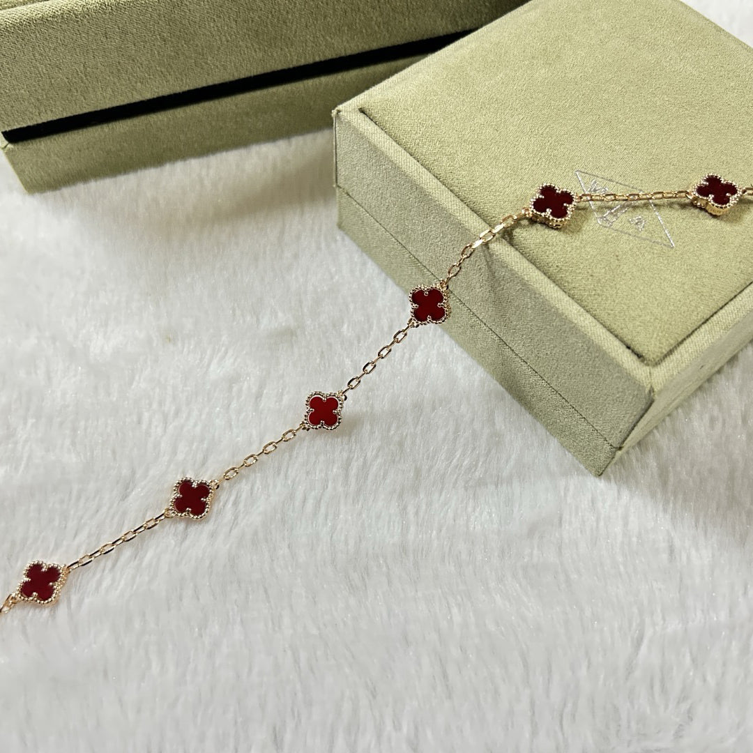 [Lumi Jewels]CLOVER 6 MOTIF RED AGATE BRACELET