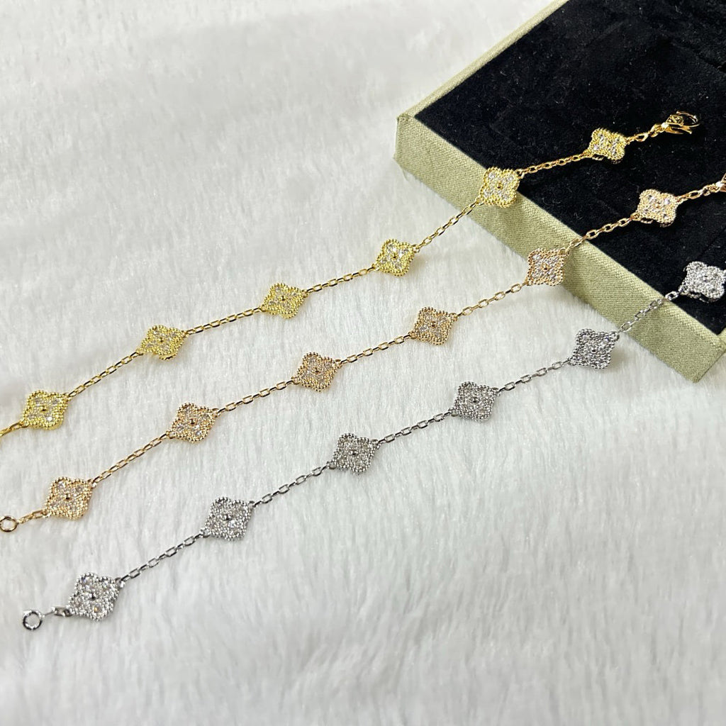 [Lumi Jewels]CLOVER 6 MOTIF DIAMOND BRACELET