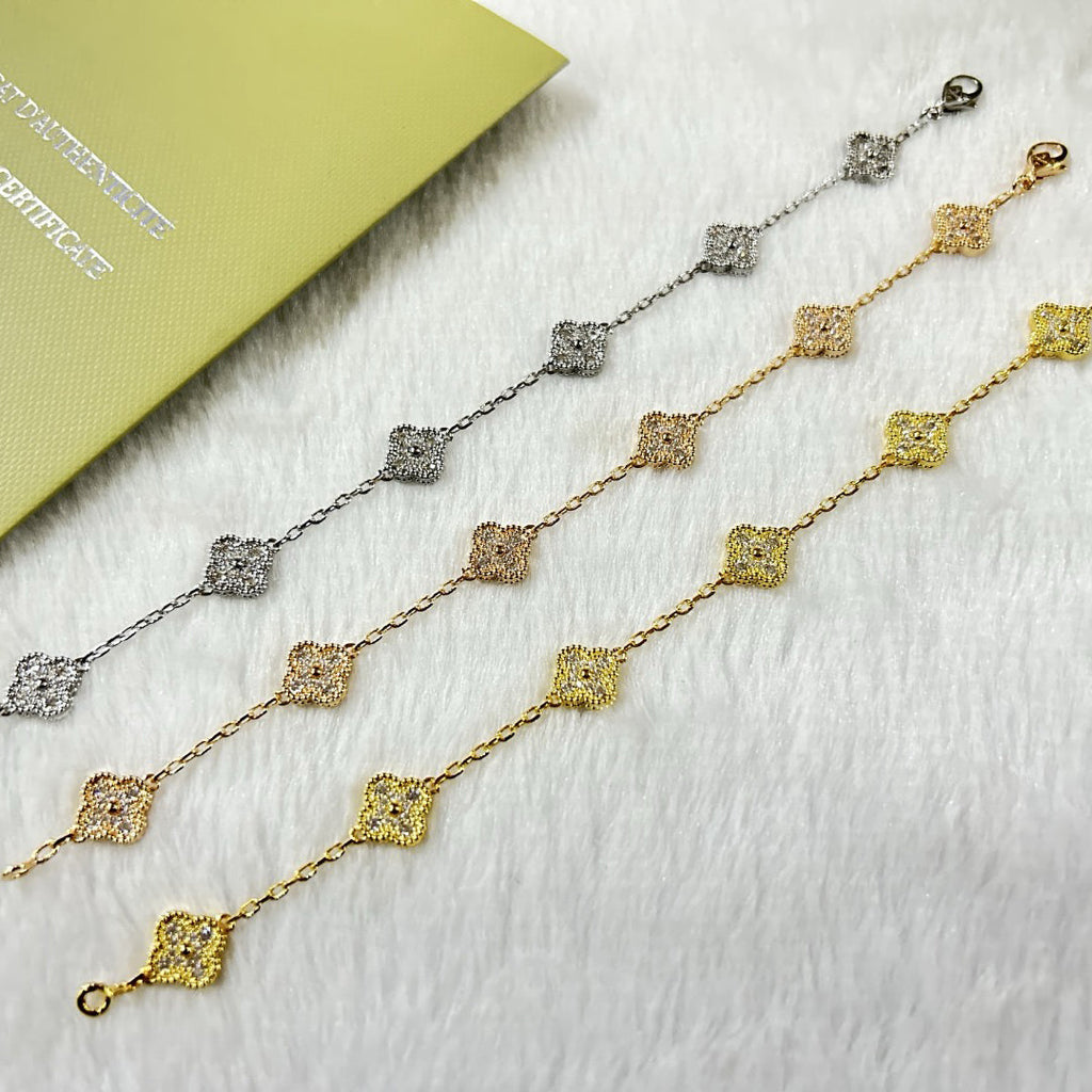 [Lumi Jewels]CLOVER 6 MOTIF DIAMOND BRACELET