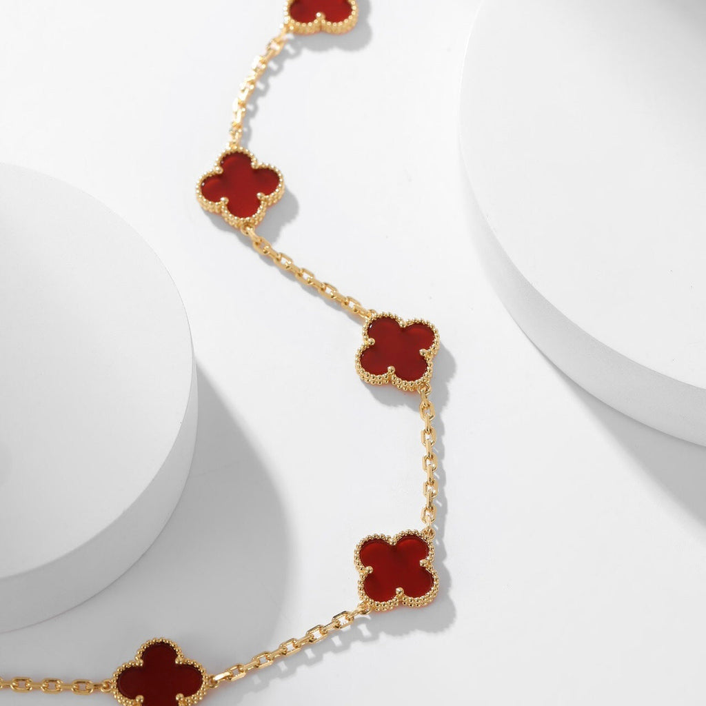 [Lumi Jewels]CLOVER 10 MOTIFS CARNELIAN NECKLACE