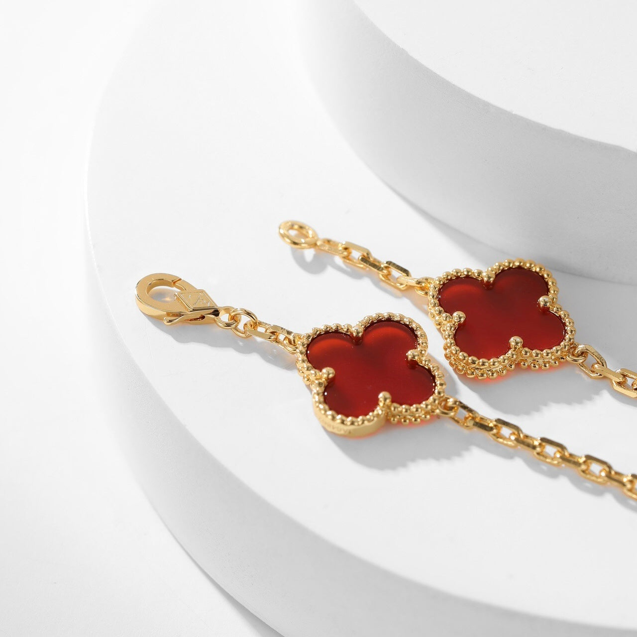 [Lumi Jewels]CLOVER 10 MOTIFS CARNELIAN NECKLACE