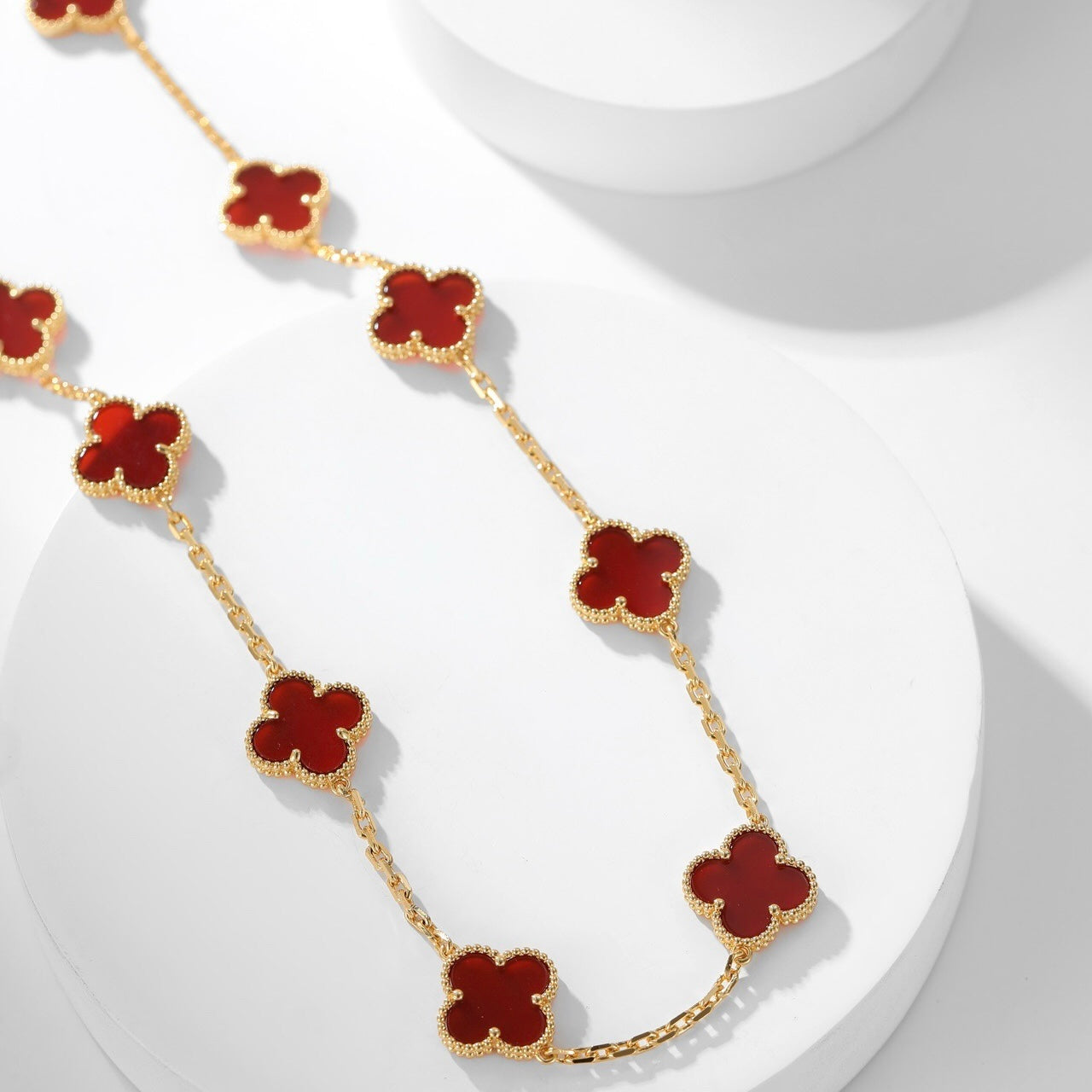 [Lumi Jewels]CLOVER 10 MOTIFS CARNELIAN NECKLACE