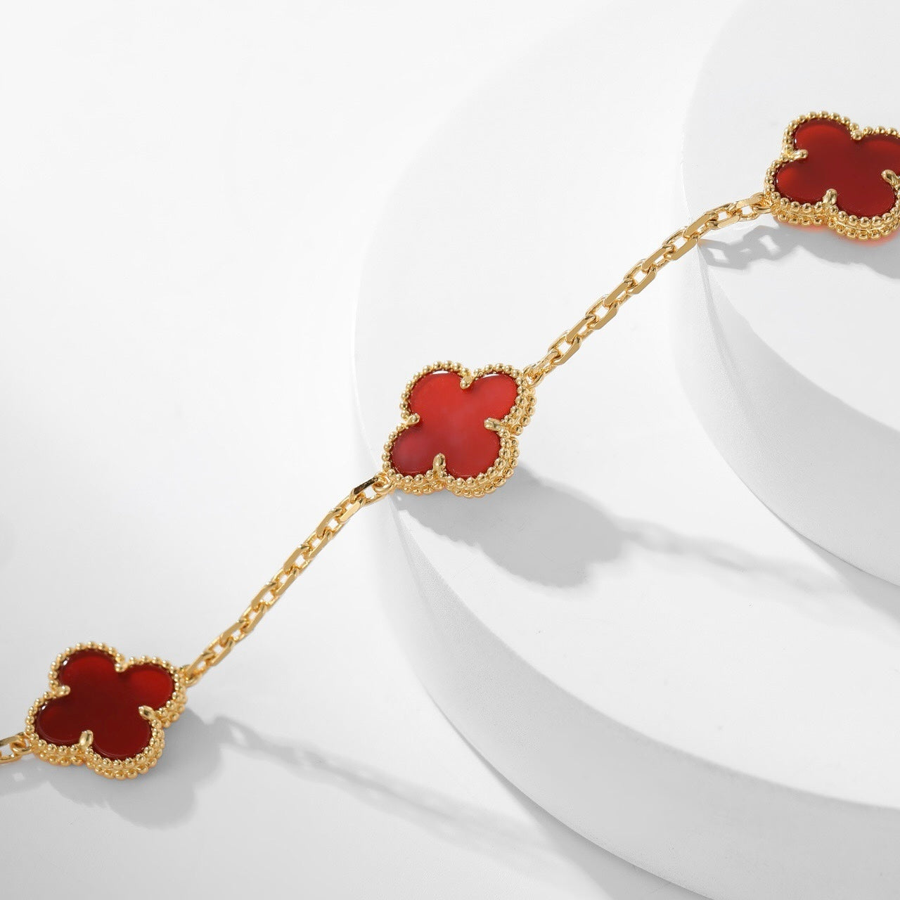 [Lumi Jewels]CLOVER 10 MOTIFS CARNELIAN NECKLACE