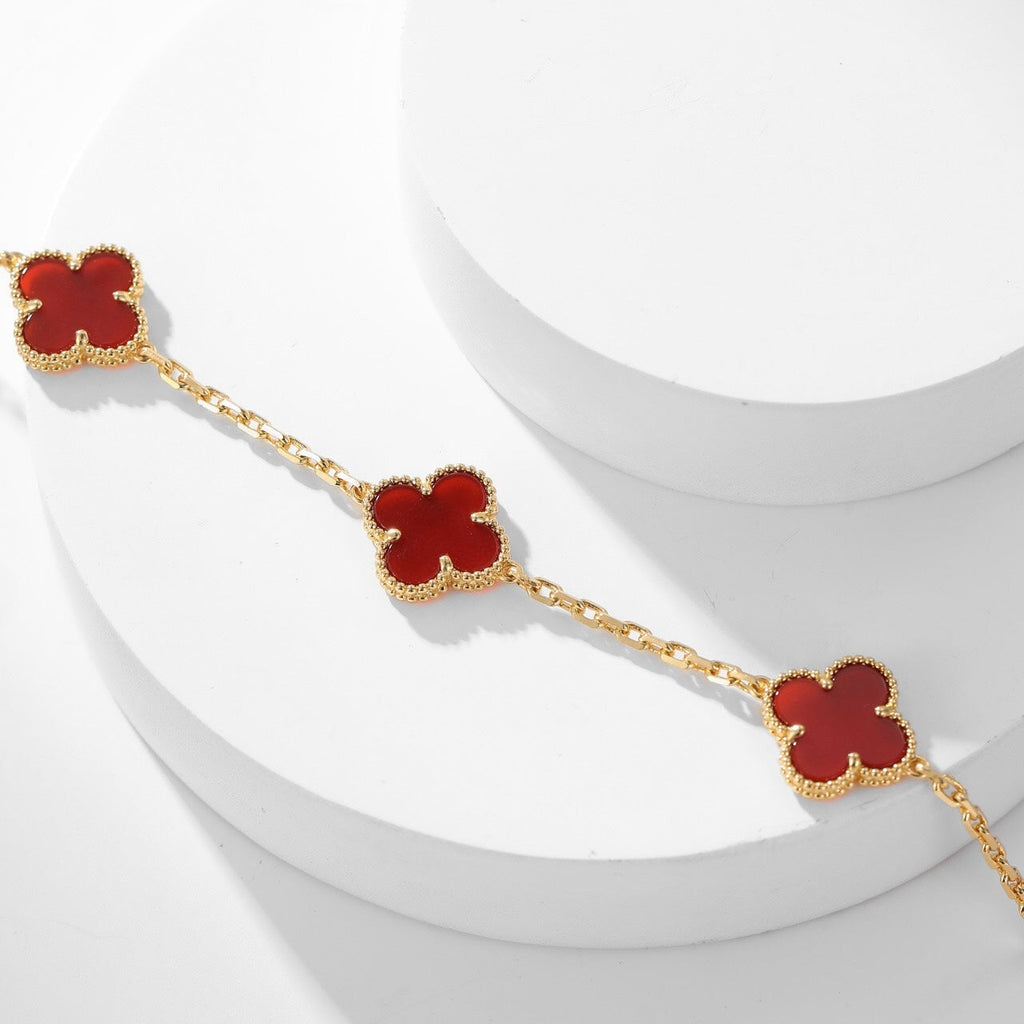 [Lumi Jewels]CLOVER 10 MOTIFS CARNELIAN NECKLACE