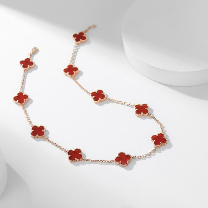 [Lumi Jewels]CLOVER 10 MOTIFS CARNELIAN NECKLACE