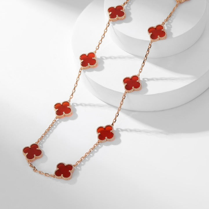 [Lumi Jewels]CLOVER 10 MOTIFS CARNELIAN NECKLACE