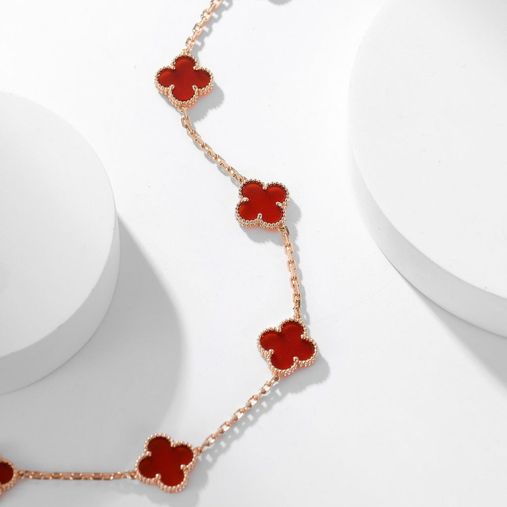 [Lumi Jewels]CLOVER 10 MOTIFS CARNELIAN NECKLACE