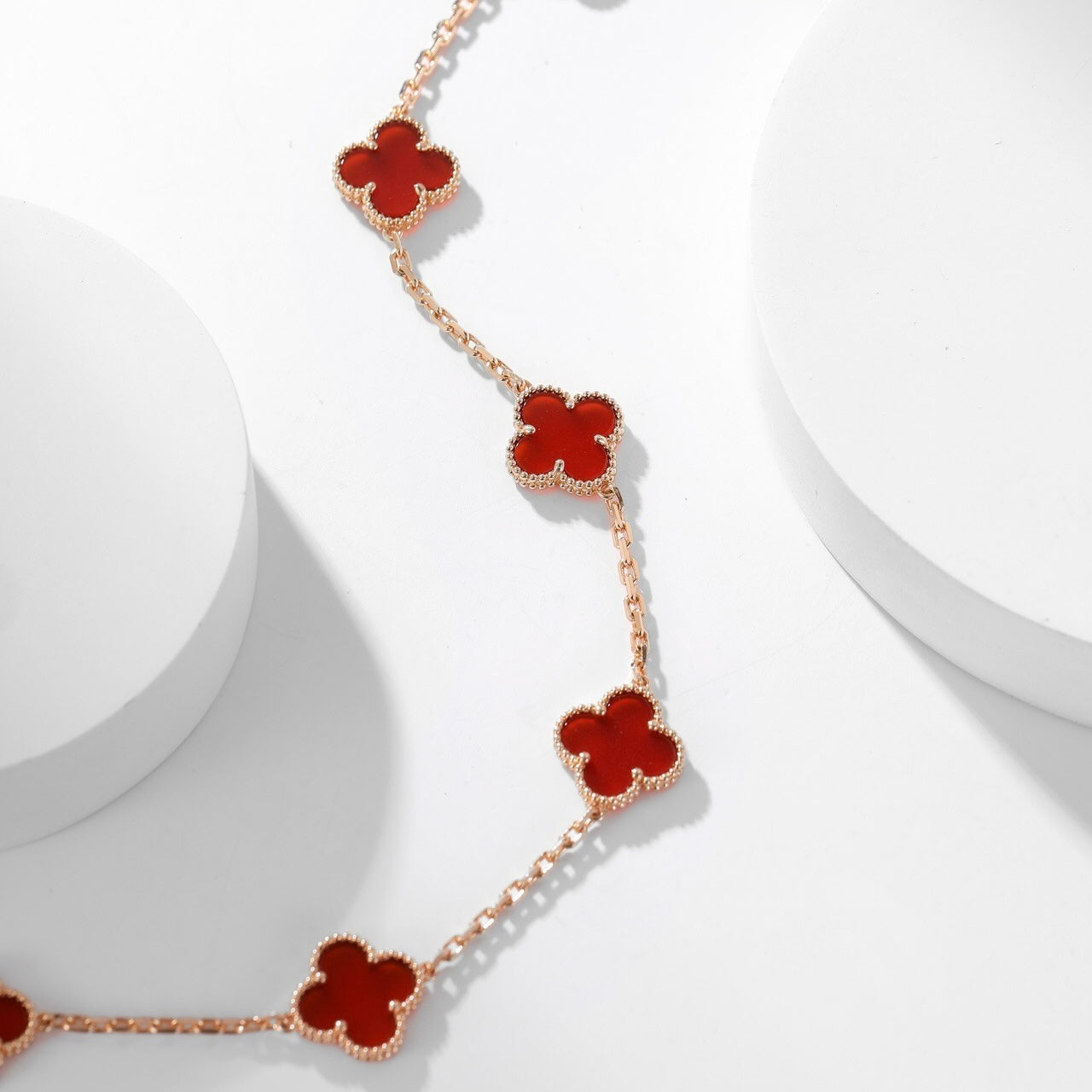 [Lumi Jewels]CLOVER 10 MOTIFS CARNELIAN NECKLACE