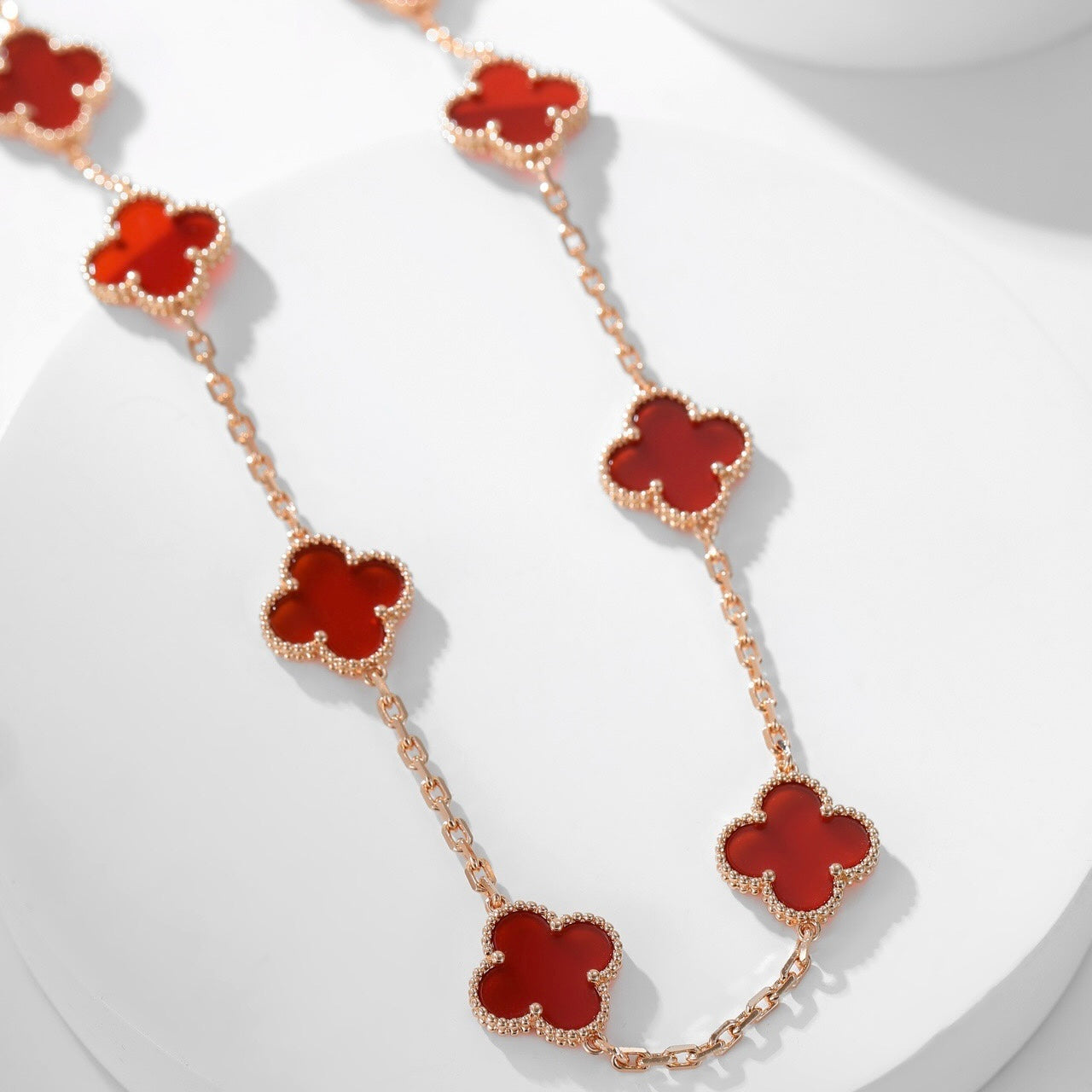 [Lumi Jewels]CLOVER 10 MOTIFS CARNELIAN NECKLACE