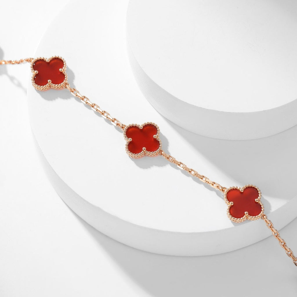 [Lumi Jewels]CLOVER 10 MOTIFS CARNELIAN NECKLACE
