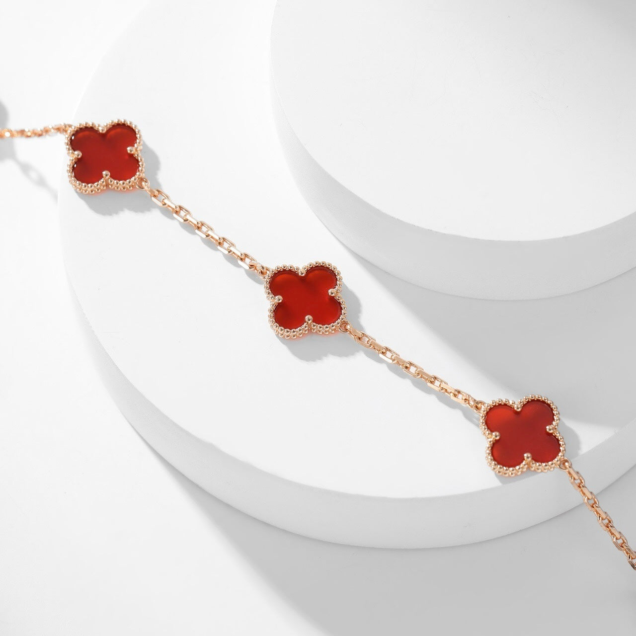 [Lumi Jewels]CLOVER 10 MOTIFS CARNELIAN NECKLACE