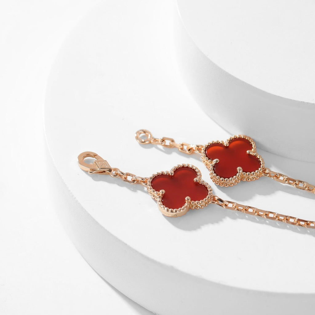 [Lumi Jewels]CLOVER 10 MOTIFS CARNELIAN NECKLACE