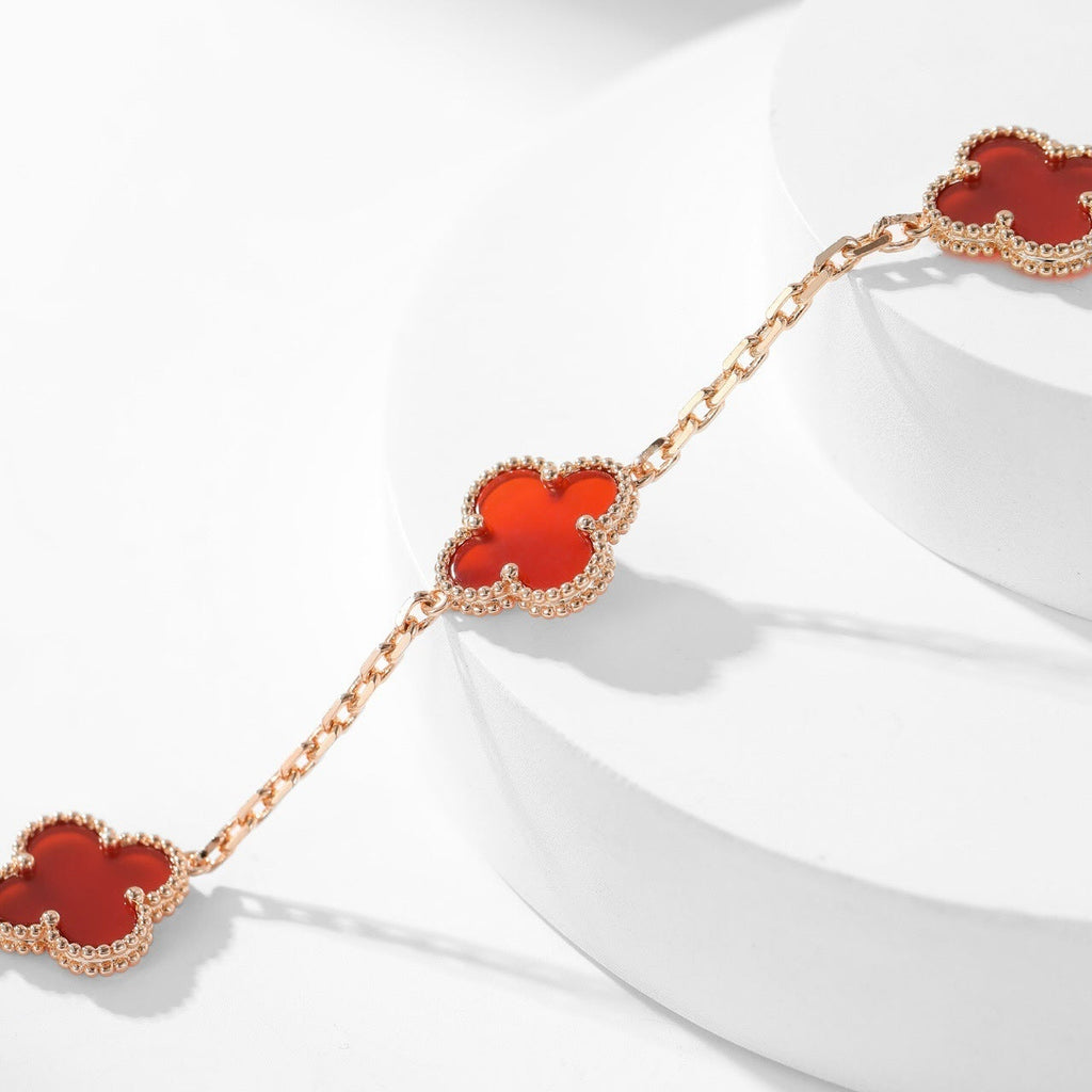 [Lumi Jewels]CLOVER 10 MOTIFS CARNELIAN NECKLACE