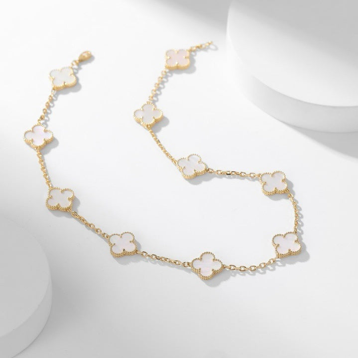 [Lumi Jewels]CLOVER 10 MOTIFS WHITE MOTHER OF PEARL NECKLACE