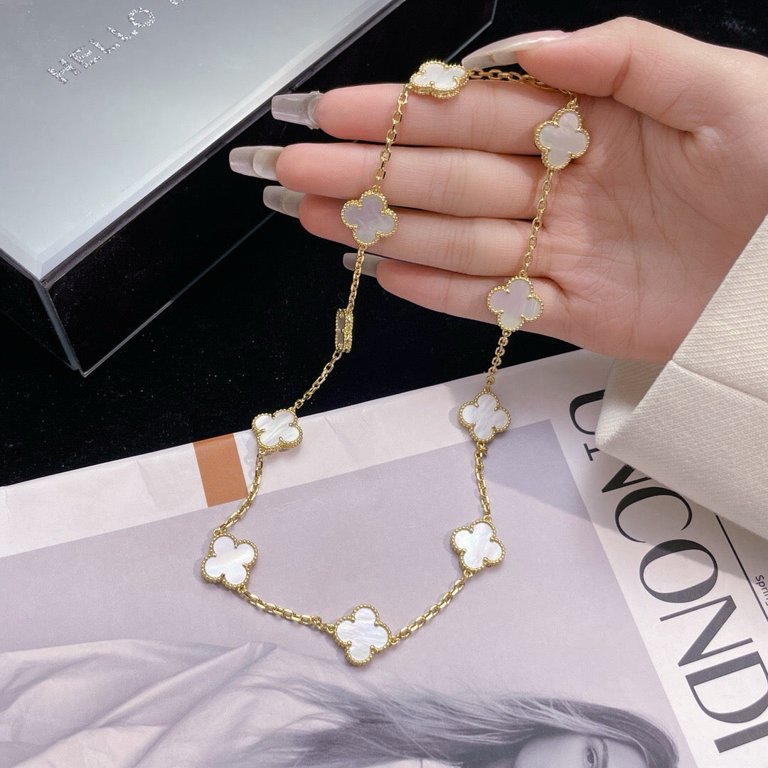 [Lumi Jewels]CLOVER 10 MOTIFS WHITE MOTHER OF PEARL NECKLACE
