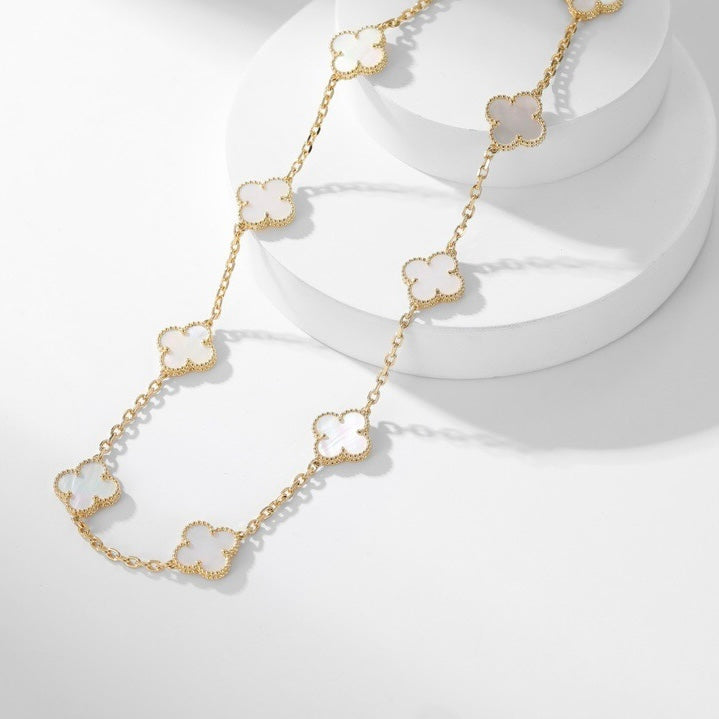 [Lumi Jewels]CLOVER 10 MOTIFS WHITE MOTHER OF PEARL NECKLACE