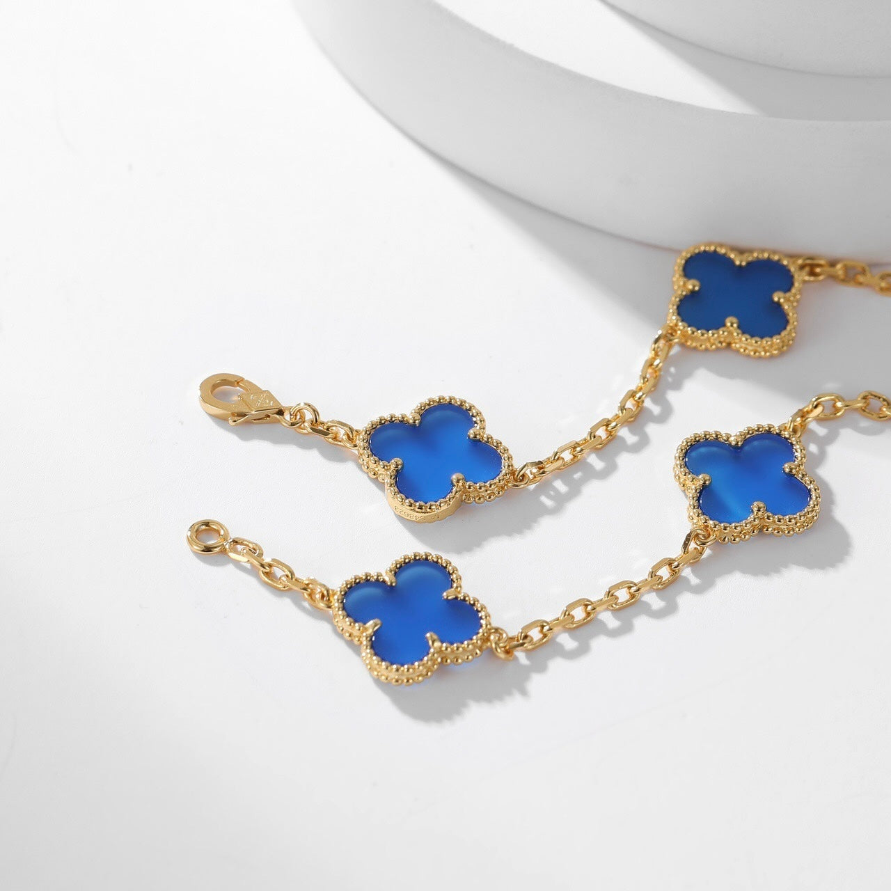 [Lumi Jewels]CLOVER 10 MOTIFS BLUE AGATE NECKLACE