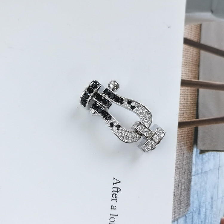 [Lumi Jewels]FORCE LARGE HORSESHOE BLACK WHITE DIAMOND BRACELET ROSE GOLD
