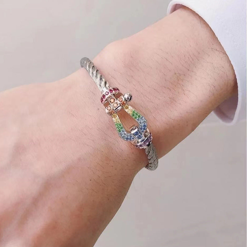 [Lumi Jewels]FORCE LARGE HORSESHOE  COLORED DIAMOND BRACELET ROSE GOLD