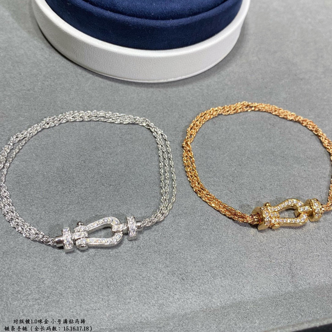 [Lumi Jewels]FORCE SMALL HORSESHOE  DIAMOND CHAIN ROPE BRACELET