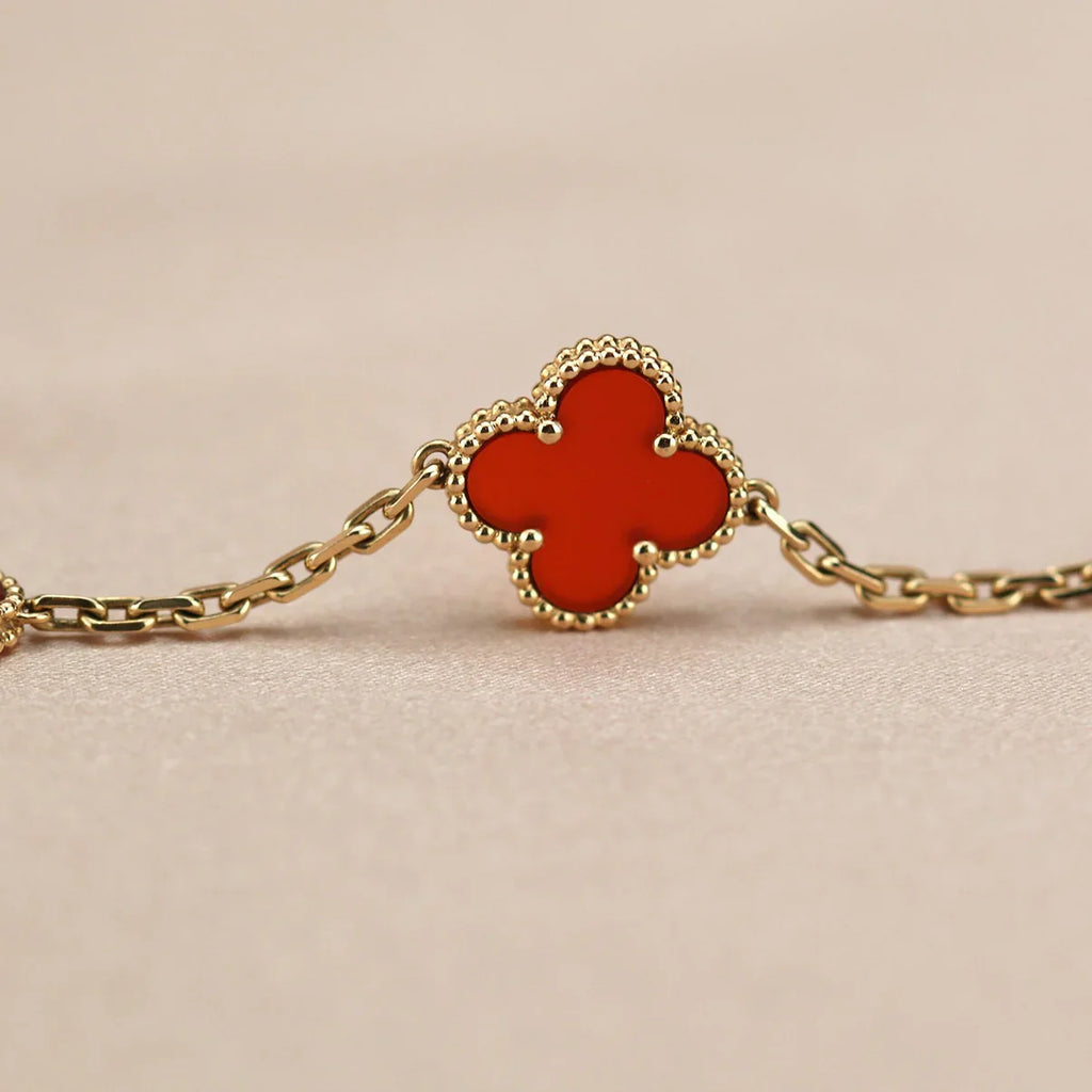 [Lumi Jewels] CLOVER 5 MOTIF RED CORNELIAN BRACELET COLLECTION