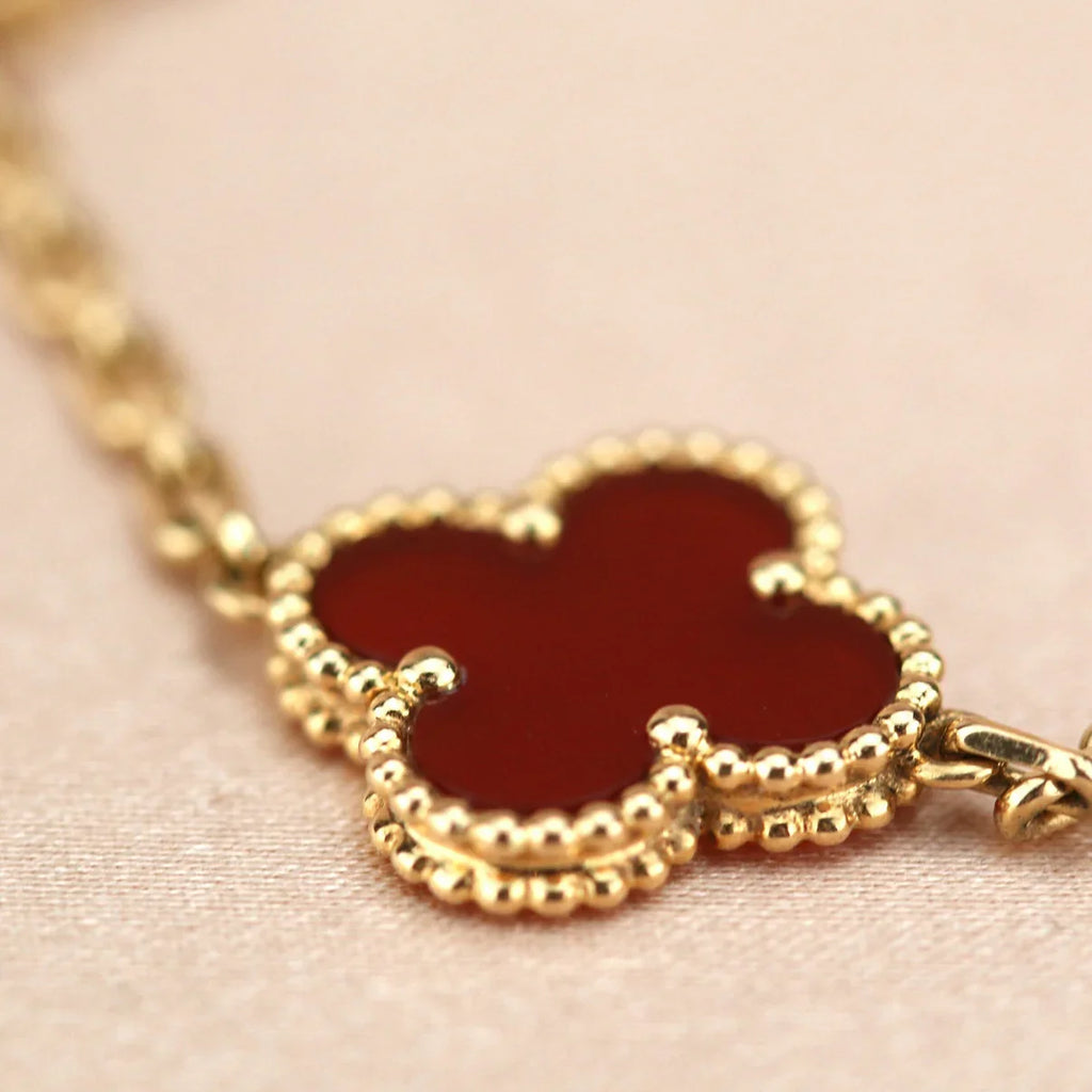 [Lumi Jewels] CLOVER 5 MOTIF RED CORNELIAN BRACELET COLLECTION