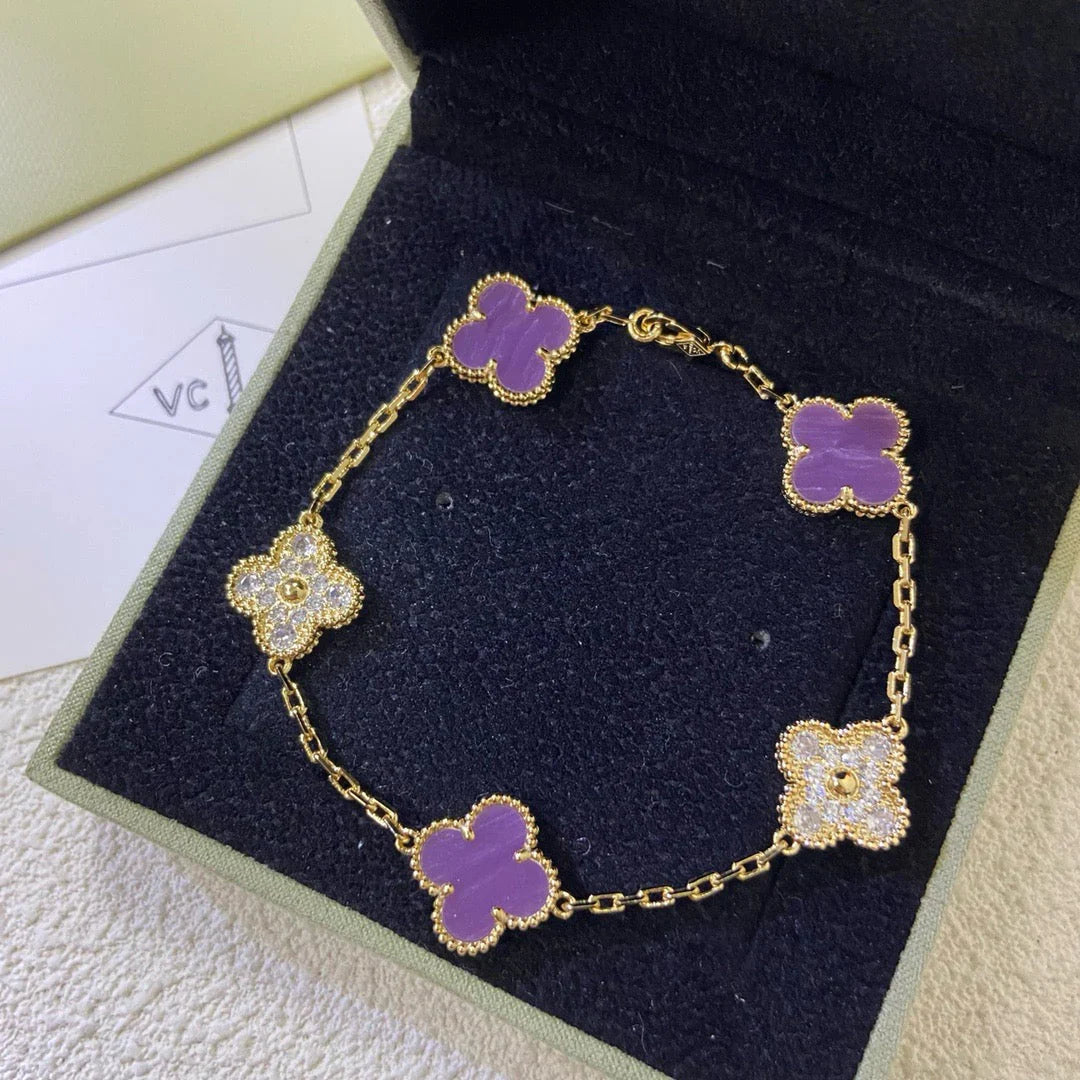 [Lumi Jewels] CLOVER 5 MOTIF VIOLET BRACELET COLLECTION