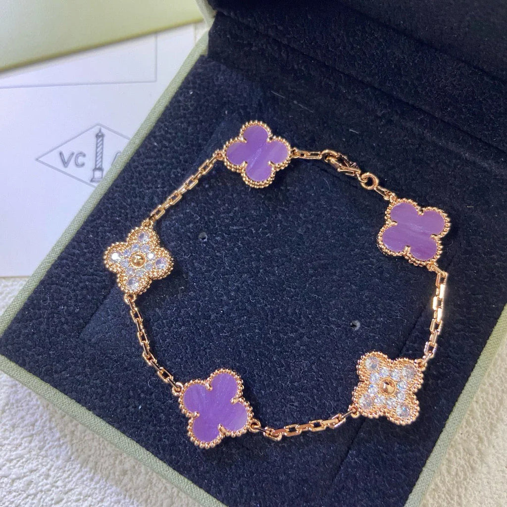 [Lumi Jewels] CLOVER 5 MOTIF VIOLET BRACELET COLLECTION
