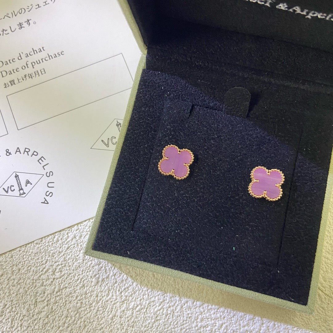 [Lumi Jewels]CLOVER MINI 9.5MM  PURPLE VIOLET EARRINGS
