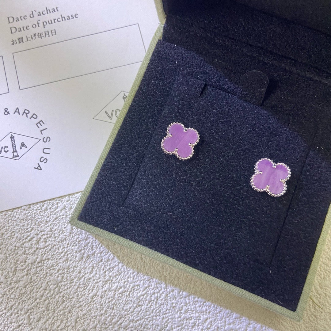 [Lumi Jewels]CLOVER MINI 9.5MM  PURPLE VIOLET EARRINGS