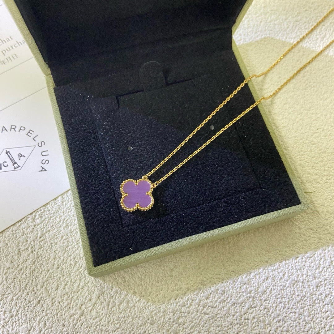 [Lumi Jewels]CLOVER 15MM  PURPLE VIOLET NECKLACE
