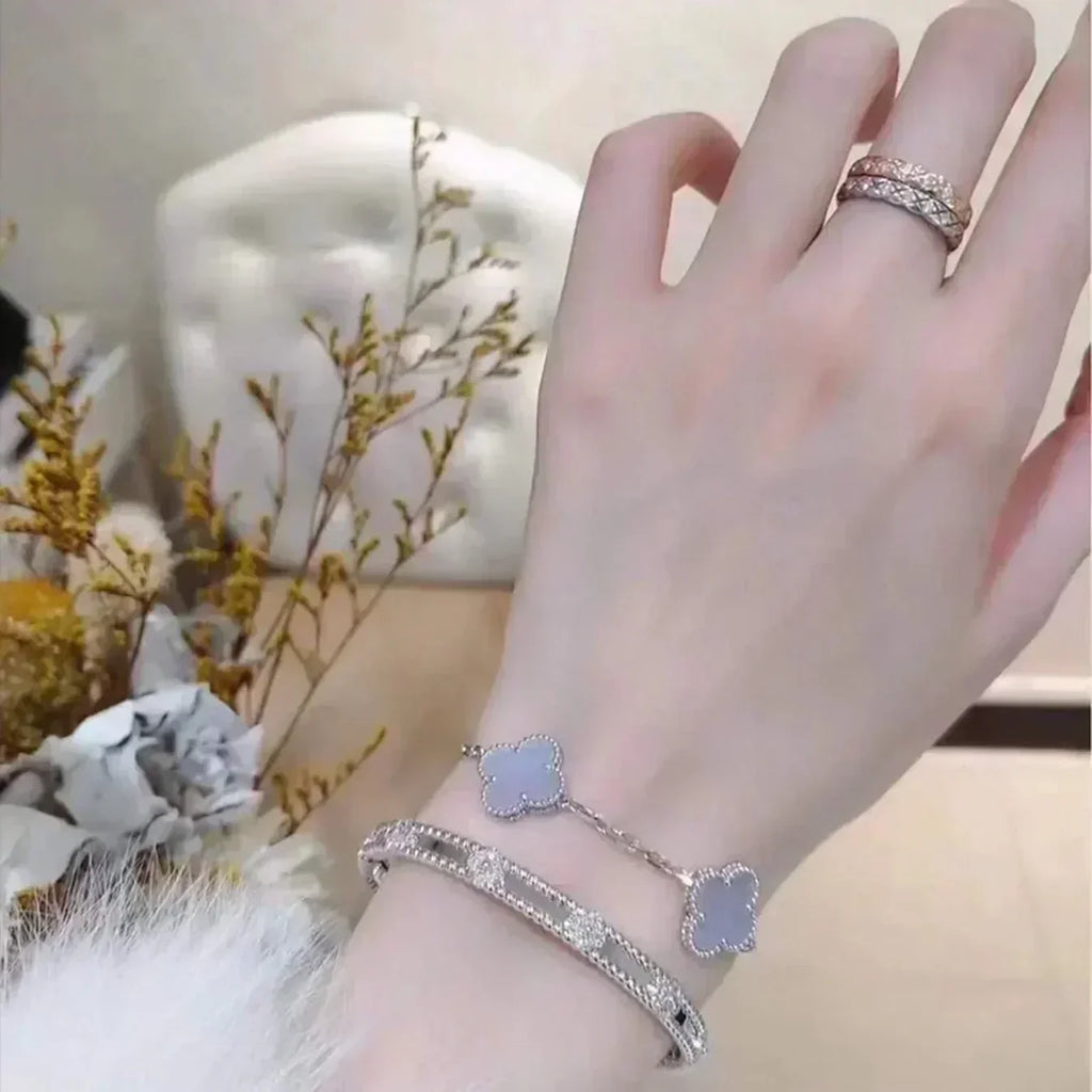 [Lumi Jewels] CLOVER 5 MOTIF PURPLE CHALCEDONY BRACELET COLLECTION