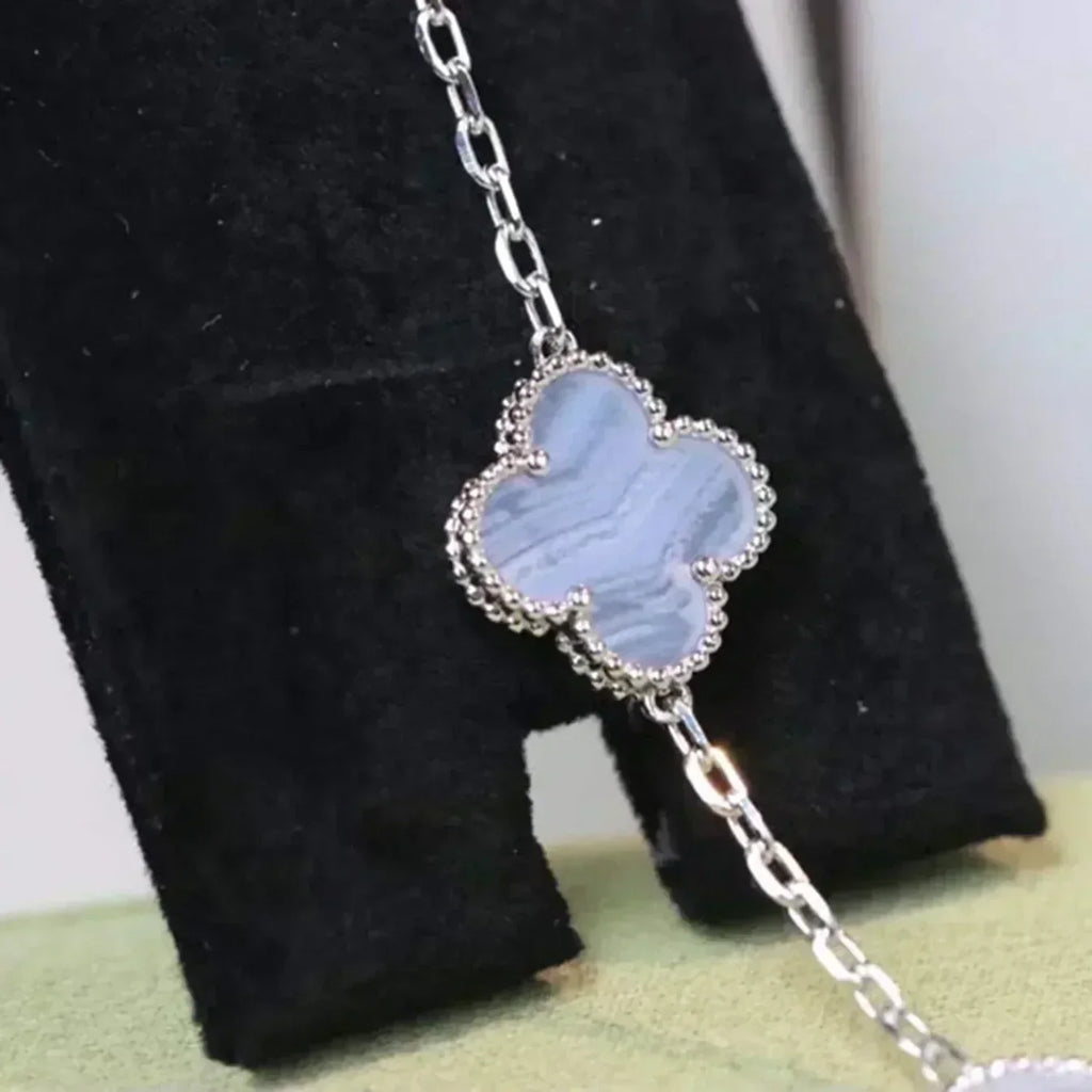 [Lumi Jewels] CLOVER 5 MOTIF PURPLE CHALCEDONY BRACELET COLLECTION