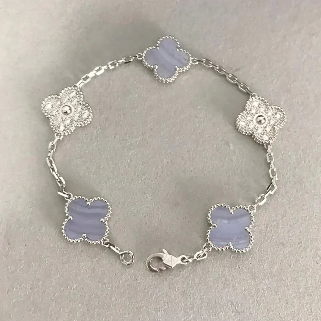 [Lumi Jewels] CLOVER 5 MOTIF PURPLE CHALCEDONY BRACELET COLLECTION