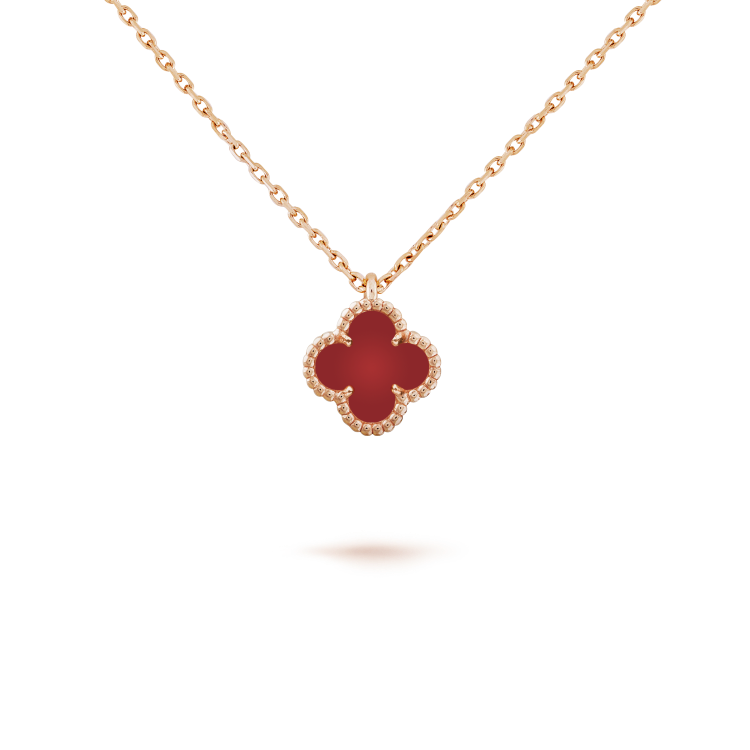 [Lumi Jewels]CLOVER MINI 9.5MM WHITE CARNELIANS NECKLACE