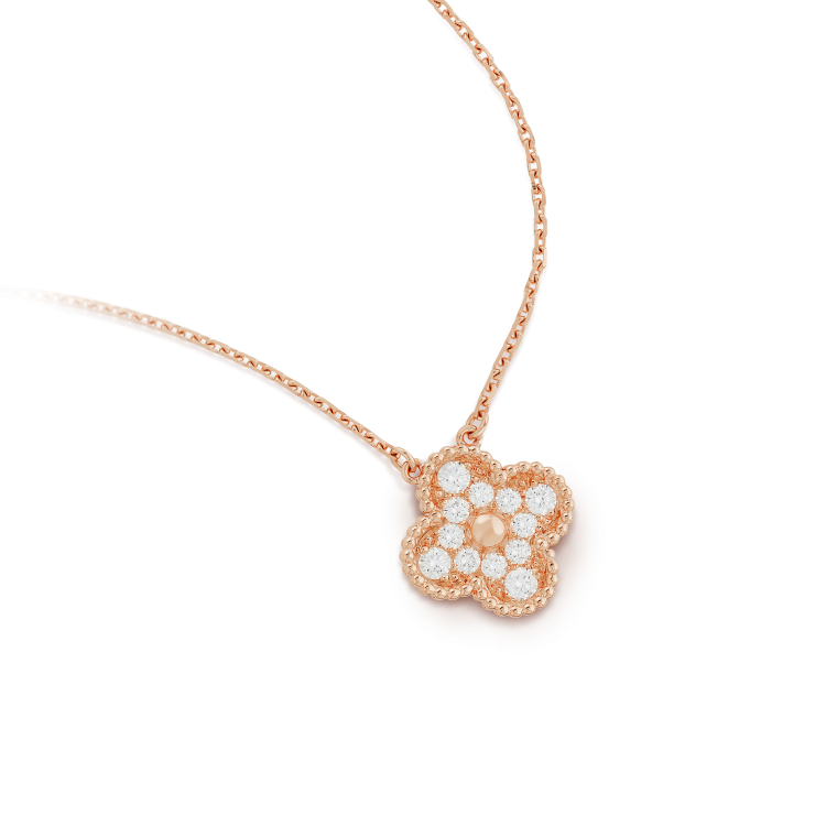 [Lumi Jewels]CLOVER 15MM DIAMOND SINGLE FLOWER NECKLACE