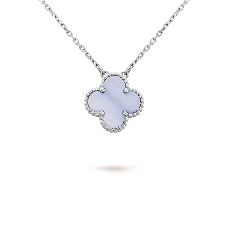 [Lumi Jewels]CLOVER 15MM BLUE CHALCEDONY NECKLACE SILVER