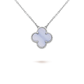 [Lumi Jewels]CLOVER 15MM BLUE CHALCEDONY NECKLACE SILVER