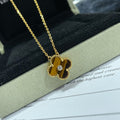 [Lumi Jewels]CLOVER 15MM DIAMOND AND YELLOW TIGER'S EYE AGATE necklace