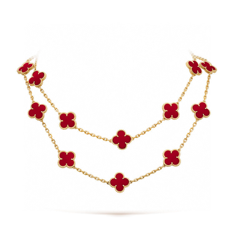 [Lumi Jewels]CLOVER 20 MOTIFS CARNELIAN NECKLACE