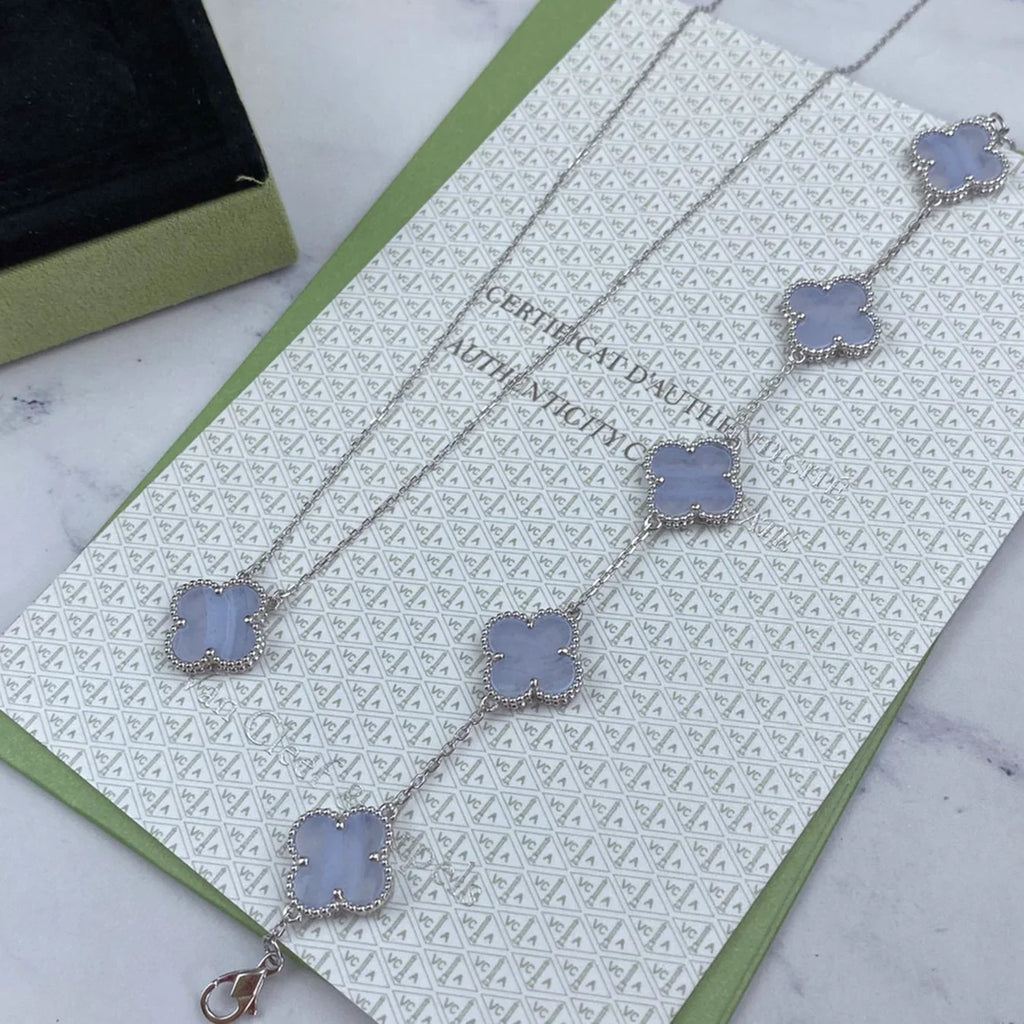 [Lumi Jewels] CLOVER 5 MOTIF PURPLE CHALCEDONY BRACELET COLLECTION