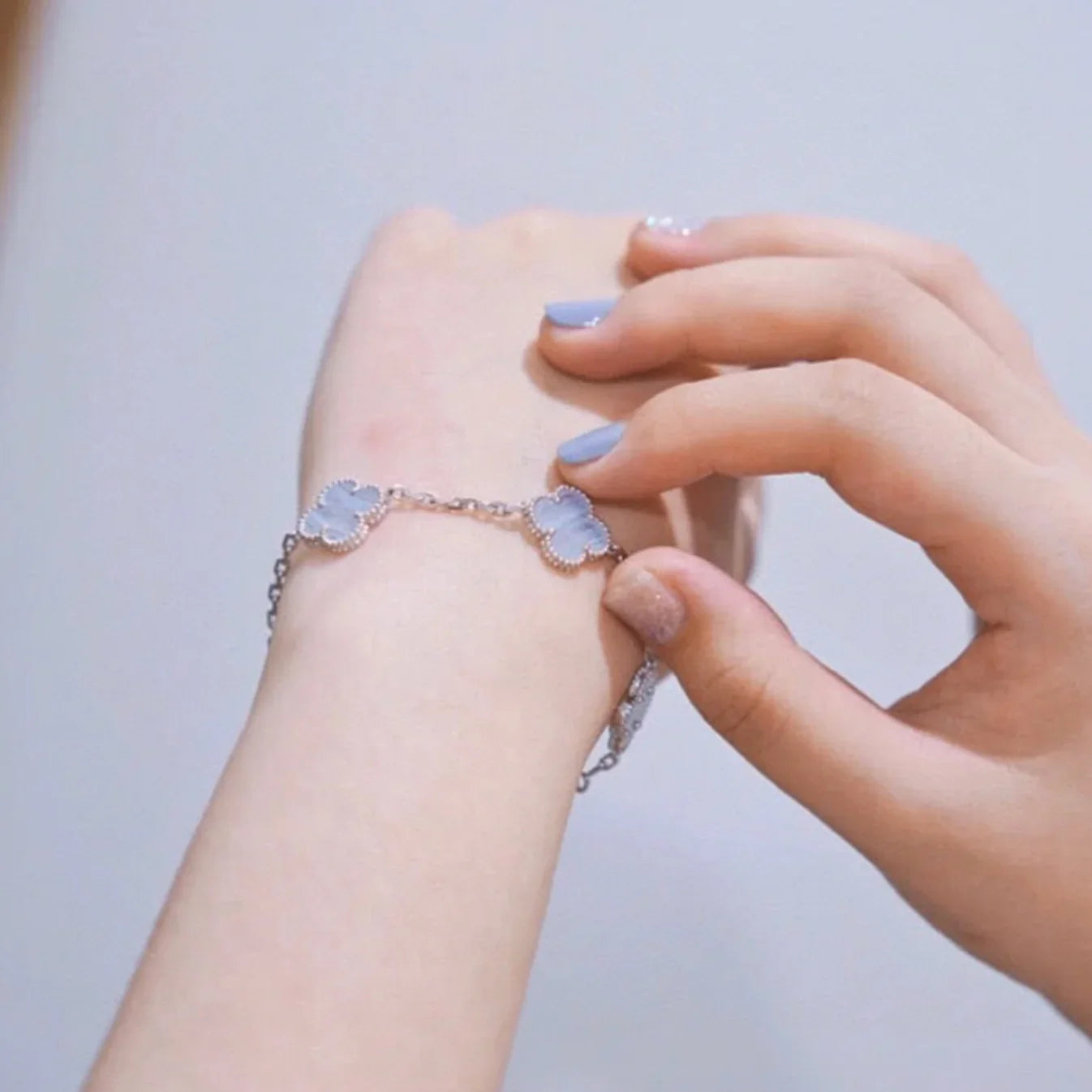 [Lumi Jewels] CLOVER 5 MOTIF PURPLE CHALCEDONY BRACELET COLLECTION
