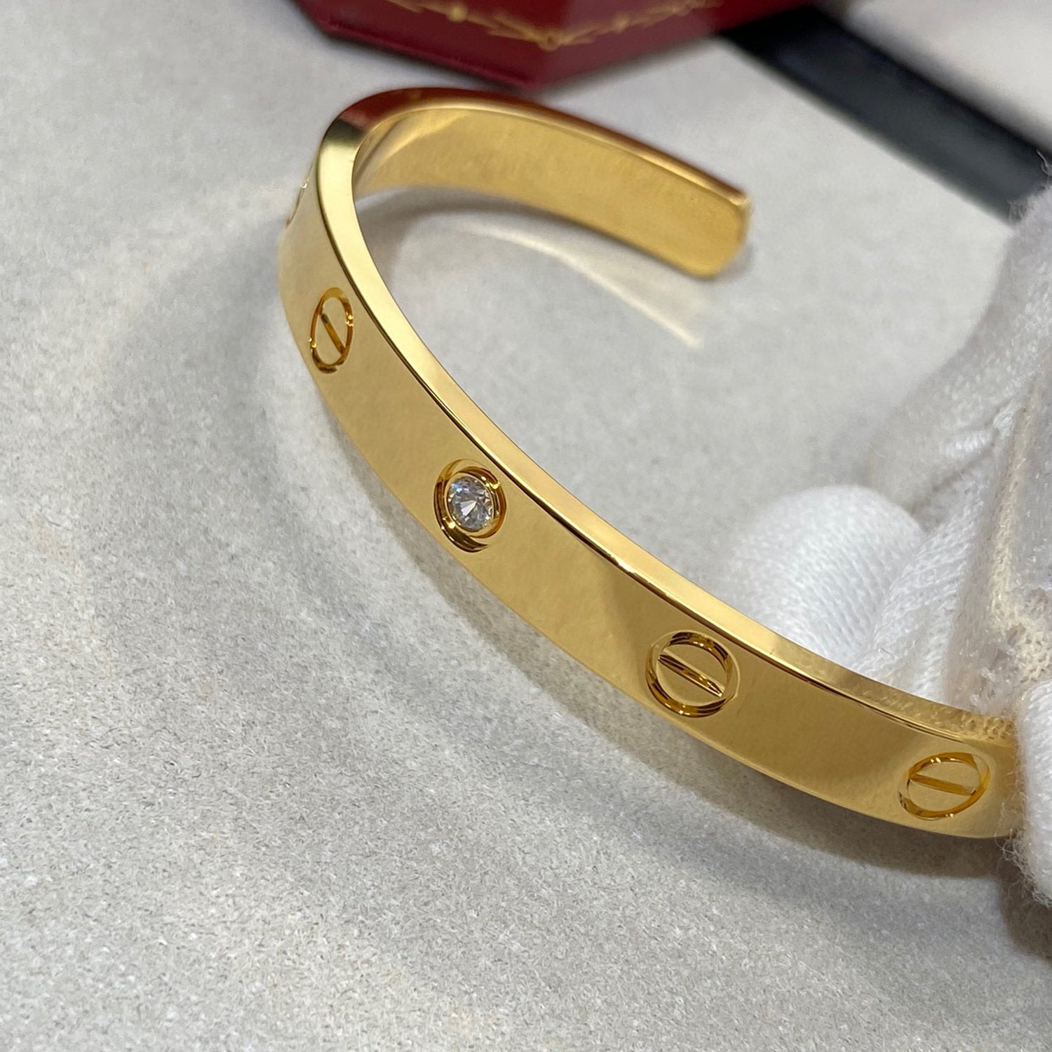 [Lumi Jewels]LOVE BRACELET 6.1MM 1 DIAMOND OPEN CUFF